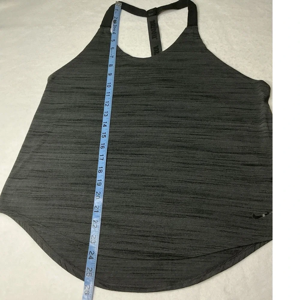 Nike Womens Dri-FIT Elastika Just Do It Racerback Tank Top Gray Medium